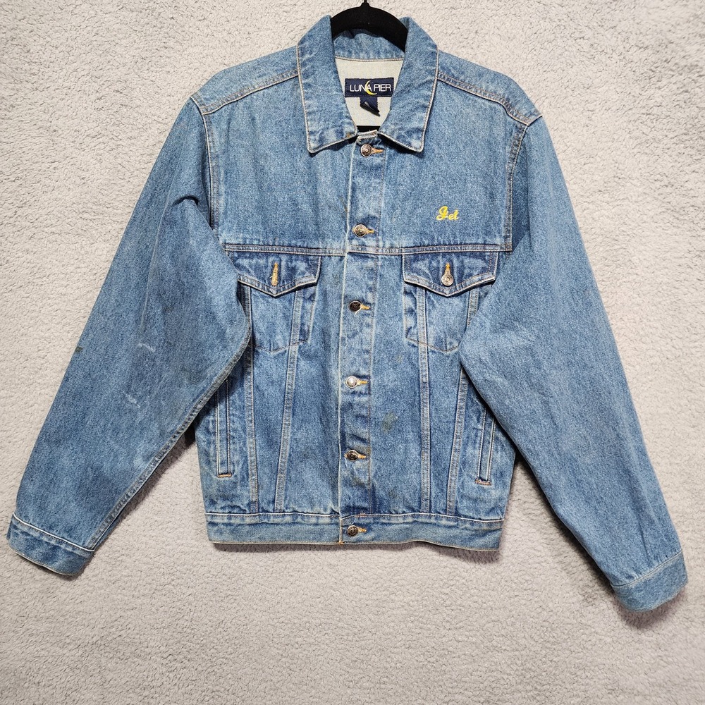Luna Pier Mens Denim Blue Jean Jacket Size Small Long Sleeve Button Pockets‎